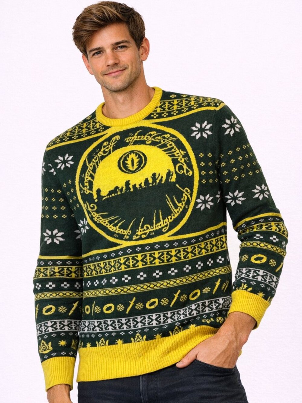 Lord of the Rings BoxLunch Knit Festive Green / Yellow Sweater - Size XS